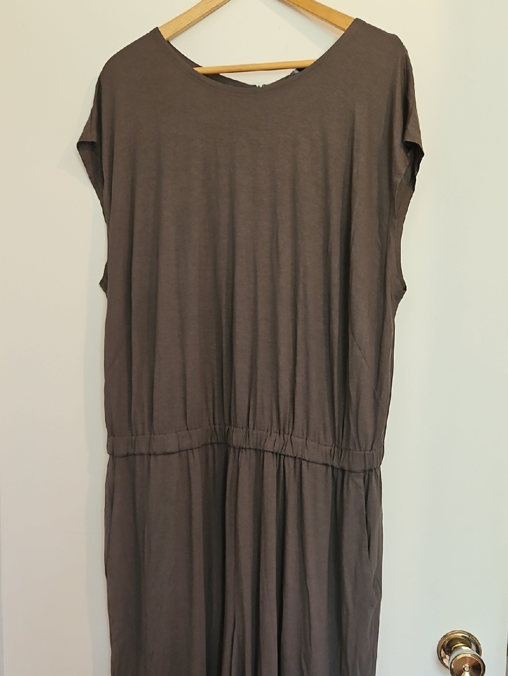 Eileen Fisher Relaxed Rye Maxi Jersey Wide Leg Jumpsuit NWT 2X